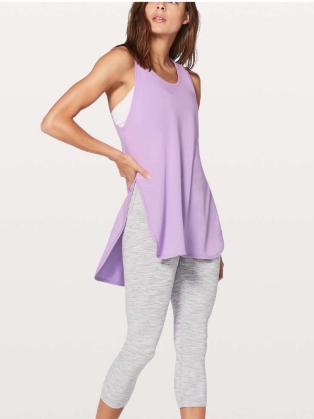 LULULEMON Breeze By Tunic Tank in Lilac Quartz with Asymmetrical Hem — 6